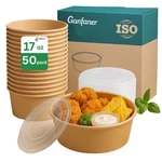 17OZ Disposable Round Paper Bowls With Lid, 50 Sets Deli Containers Box Spill... New. Price: $49.56.