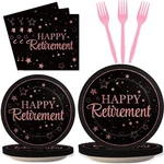 Wiooffen 96 Pcs Retirement Party Plates Napkins Tableware Set Rose Gold Happy... New. Price: $26.08.