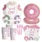 Xigejob Donut Sweet One Birthday Plates And Napkins Party Decorations New. Price: $32.75.