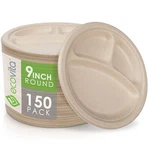 100% Compostable Paper Plates 9 In. Compartments 150 Disposable Eco F New. Price: $59.17.