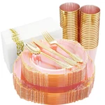 Hioasis 175PCS Pink And Gold Plates - Party For 25 Guest, Include... New. Price: $53.84.