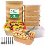 Ganfaner 50 Pack 25 Oz Disposable Kraft Paper Bowls With Lids, Meal Prep New. Price: $53.84.