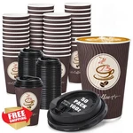 Ovveroche 16OZ Brown Disposable Coffee Cups With Lids 50 Pack New. Price: $34.99.