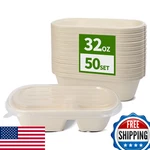 Aichef 50-PACK 2-COMPARTMENT Paper Bowls With Lids 32OZ Food Containers New. Price: $60.90.