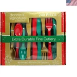 Strong & Elegant Heavyweight Disposable Flatware - 240 Pieces Red, Green, Gold New. Price: $46.99.