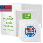 Ecolipak Lunch Bulk, 1000 Count Everyday Paper Napkins, 6.5 Inch Fol New. Price: $60.78.