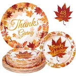 48 Pcs Thanksgiving Plates Set - Fall Pumpkin Maple Leaf Round Party Dessert ... New. Price: $22.71.