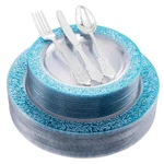 Mirthmood 30 Guests Blue Plastic Plates With Disposable Silverware, Clear Blu... New. Price: $53.77.