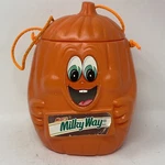 Vtg Milky Way Pumpkin Halloween Bucket Blow Mold Jack Lantern 9" 1990 Mars Used. Price: $12.95.