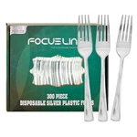 300 Pack Disposable Silver Plastic Forks, Solid And Durable Cutlery F... New. Price: $55.13.