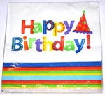 48PC 2PLY Beverage Paper Napkins Happy Birthday Hat Stripes Fun Party New. Price: $7.00.