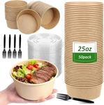 50 Pack 25 Oz Paper Bowls Disposable Soup With Lids And Forks To Go Salad New. Price: $39.79.