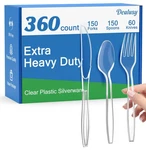 Dealusy 360 Count Extra Heavy Duty Clear Plastic Silverware, Standard, New. Price: $42.34.
