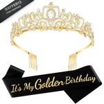 Vovii It's My Golden Birthday Sash And Crown Set For Women Girls New. Price: $15.66.