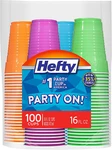 Hefty Party On Disposable Plastic Cups, Assorted, 16 Ounce, 100 Count New. Price: $22.89.