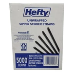 Hefty Unwrapped Plastic Sipper Stirrer Straws, 7", 5000 Ct. New. Price: $22.07.