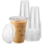 Tashibox Plastic Cups With Flat Lids 100 Sets 16 Oz Clear Crystal Drink New. Price: $46.99.
