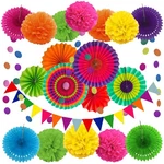 Zerodeco Party Decoration, 21 Pcs Multi-color Hanging Paper Fans, Poms New. Price: $17.69.
