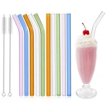 Renyih 10 Pcs Reusable Glass Smoothie STRAWS,9''X12 Mm, Multicolor New. Price: $14.76.