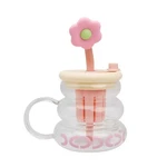 27OZ/800ML Sunflower Cute Glass With Lid And Straw Unique Design Coffee Cup New. Price: $18.99.