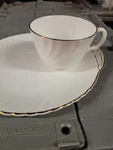 Royal Talbot Exquisite Tea Cup & Snack Plate White Gold Trim Set Of 12 New. Price: $63.70.