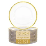Supernal 20PCS Clear Plates,gold Chargers For Dinner,beaded New. Price: $120.38.