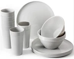Youngever 18-PIECE Plastic Kitchen Dinnerware Set, Plates, Dishes, Gray New. Price: $43.98.
