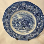 Staffordshire Liberty Blue Lunch Plate White Design Washington Valley Forge Used. Price: $27.95.