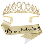 Vovii 90TH Birthday Decorations For Women Sparkling Count (pack Of 1), Gold New. Price: $18.12.