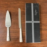 Nicole Miller Home - 2 Piece Silver Shimmer Cake Set For Weddings Used. Price: $6.99.