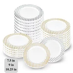 Disposable Plastic Plates Heavy Duty Dinner With Gold/silver Rim Bpa Free New. Price: $50.39.