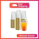 Plasticpro Disposable 12 Oz Crystal Clear Tumblers With Gold Rim For Par New. Price: $21.05.