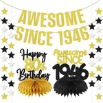 Zirtorei 80TH Birthday Decorations Awesome Since 1946 Banner For Women, 4... New. Price: $17.21.