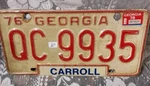 1976 Georgia License Plate Carroll Cty-qc 9935 Used. Price: $20.00.