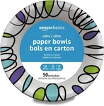 Amazon Basics Ultra Disposable Paper Bowls, 20 Oz, Microwave Safe, Soak Proof, New. Price: $10.37.
