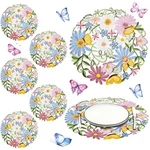 6 Pcs 14'' Spring Round Placemats Easter Flower Embroidered Doilies Daisy Tab... New. Price: $26.86.