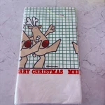 Vintage Artfaire Paper Christmas Table Cover Merry Reindeer 54" X 96" New. Price: $27.84.