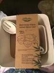 Bambootiful 7 Pc Set Salad Bowl Serving & Utensils Eco-friendly Leaf New. Price: $52.00.
