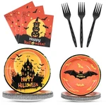 Dereinwo 100 Pcs Halloween Party Plates 9 And 7 Inch, Yellow Black New. Price: $16.31.