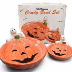 Certified International Halloween Candy Bowl Set Pumpkin Ghost Ceramic 9815 2PC Used. Price: $40.09.