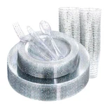 180PCS Glitter Plastic Plates With Disposable Silverware, Clear Glitt... New. Price: $75.56.