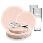 Pink Flat Round Disposable Plastic Dinnerware Value (120 Settings) New. Price: $330.31.