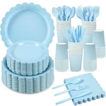 350 Pcs Light Blue Paper Plates Napkins Baby Shower Decorations Scalloped New. Price: $42.76.