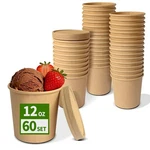 Aichef 12 Oz Paper Ice Cream Containers 60 Pack, X 3.54 Inches, Brown New. Price: $37.95.