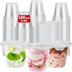 Clawsoff 100 Pack Clear Plastic Cups With Lids, Disposable 9OZ, New. Price: $24.53.