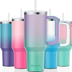 Greatyos 40 Oz Insulated Tumbler With Handle Straw Lid Cup Coffee Mug Water New. Price: $39.99.