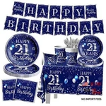 Grehumor 142PCS 21ST Birthday Tableware Decorations Sliver Blue Happy 21TH New. Price: $39.50.
