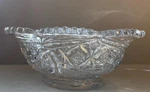 Eapg Higbee Alpha Scalloped Edge Beaded Rim 4-SEAMS 6" Nappy 1908 Clear Glass Used. Price: $14.00.