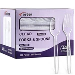 400 Count Clear Plastic Forks And Spoons Set Bulk - Heavy Duty Disposable S... New. Price: $33.22.