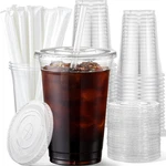Aozita 16 Plastic Cups With Lids And Straws, 50 Pack, Disposable Iced Coffee New. Price: $25.99.